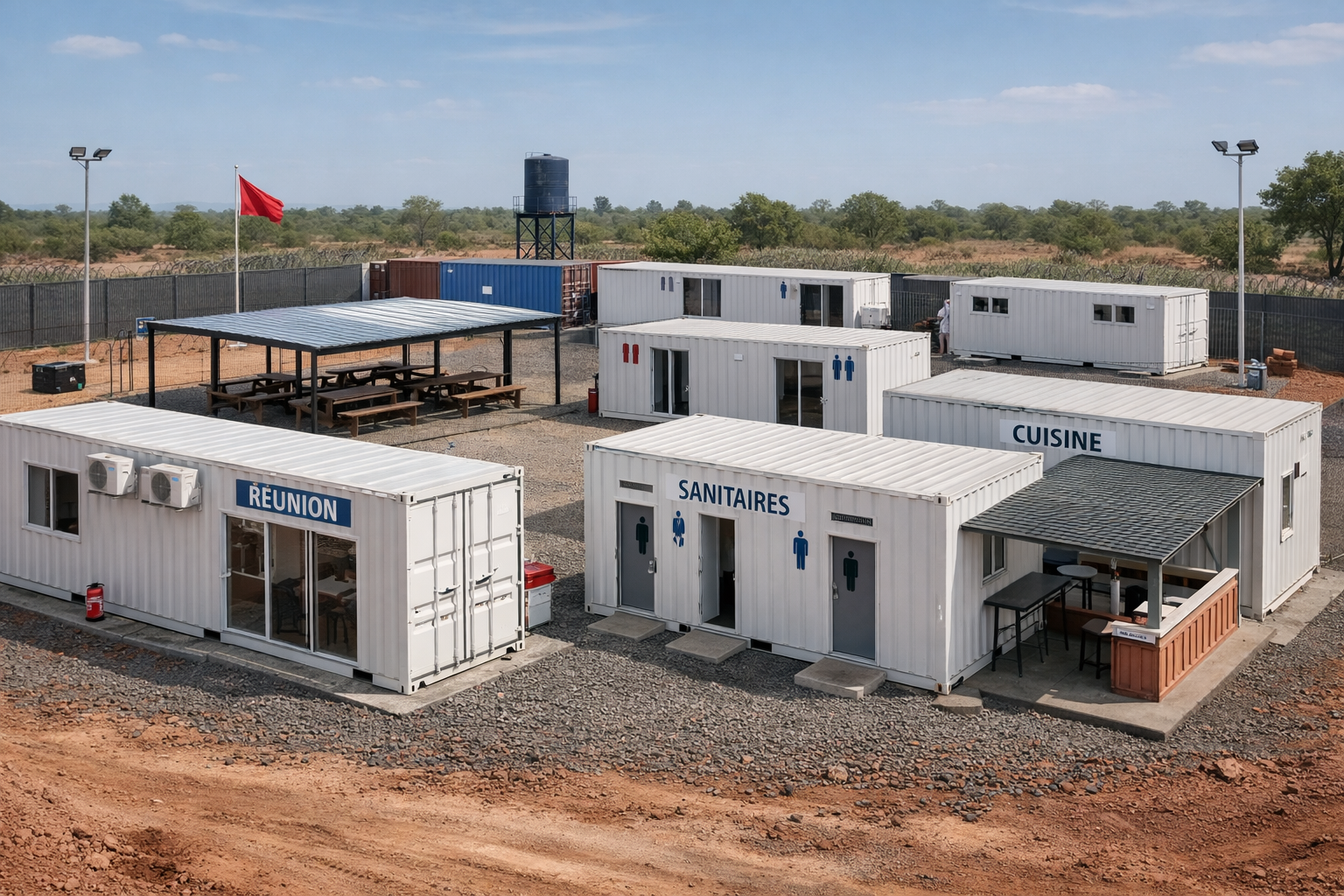 Bases vie en conteneurs au Sénégal : terrassement, installation et aménagement sur mesure
